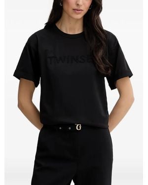 Twinset Logo-Embroidered T-Shirt - Black