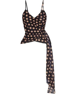 Simon Miller Marlowe Polka-Dot Tie-Fastening Top - Black