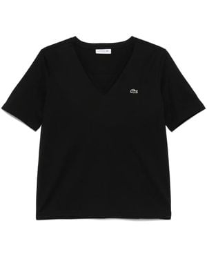 Lacoste Relaxed Fit Soft Cotton V Neck T-Shirt - Black
