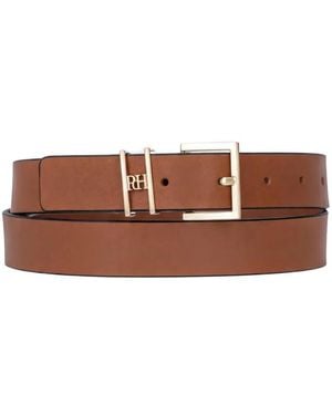 Pedro Del Hierro Madrid Logo-Detail Square Buckle Belt - Brown