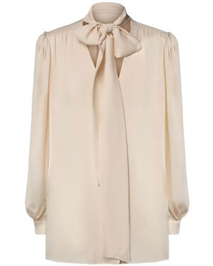 Valentino Garavani Bow-Detail Silk Shirt - Natural
