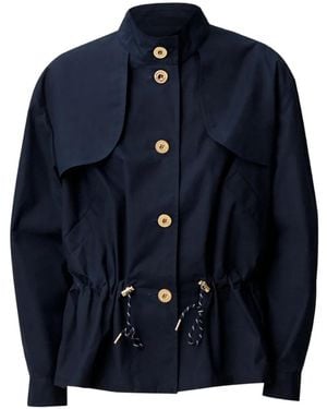 Claudie Pierlot Drawstring-Waist Storm-Flap Parka - Blue