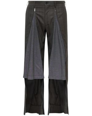 Comme des Garçons Pantalon Zippé À Fines Rayures - Black