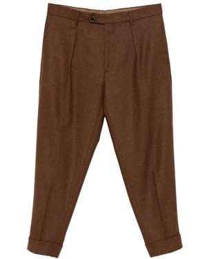 Berwich Chiaia Pleated Cuffed Trousers - Brown