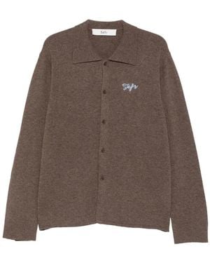 Séfr Logo-Embroidered Knitted Shirt - Brown