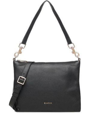 BIASIA Grained-Leather Shoulder Bag - Black
