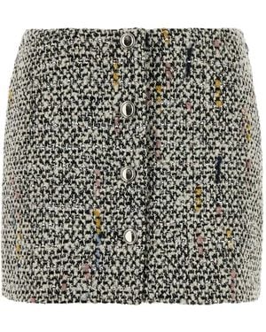 Alessandra Rich Tweed Sequinned Mini Skirt - Grey