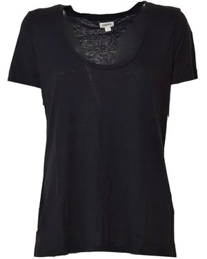 L'Agence T-Shirt Met Diepe Ronde Hals - Zwart