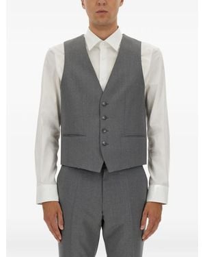 BOSS Slim-Fit Wool Waistcoat - Gray