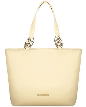 Love Moschino ロゴプレート ハンドバッグ - ナチュラル