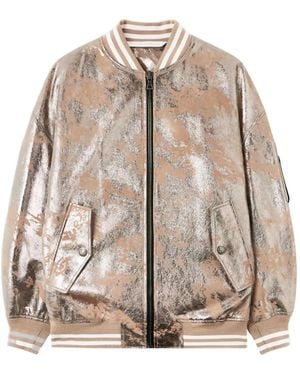 Palm Angels Laminated Bomber Jacket - Natural
