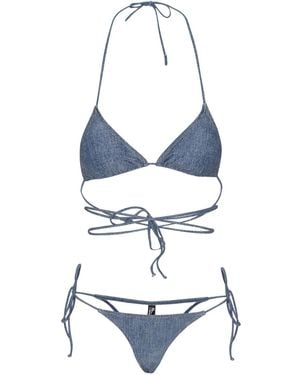 ROTATE BIRGER CHRISTENSEN Denim-Print Bikini - Blue