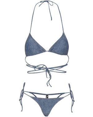 ROTATE BIRGER CHRISTENSEN デニムプリント ビキニ - ブルー