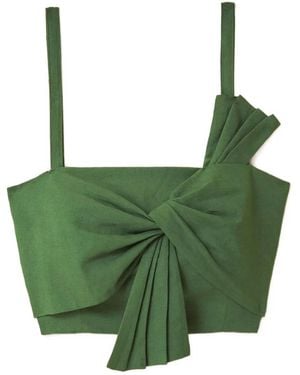 FARM Rio Bow-Detail Draped Top - Green