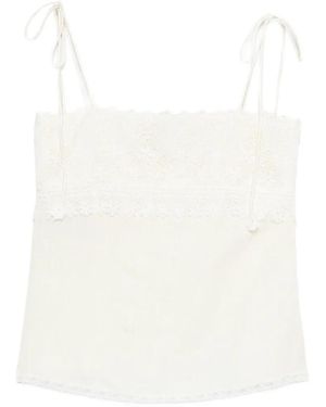 Valentino Garavani Lace-Trim Tie-Strap Top - White