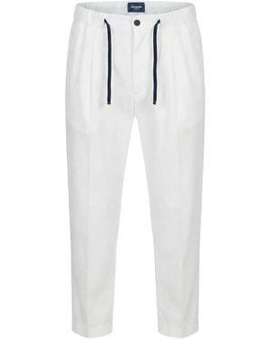 Drumohr Drawstring-Detail Pleated Cotton Trousers - White