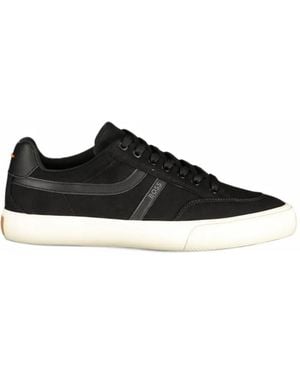 BOSS Logo-Print Lace-Up Trainers - Black
