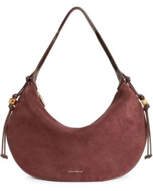 Coccinelle Medium Thess Suede Shoulder Bag - Purple