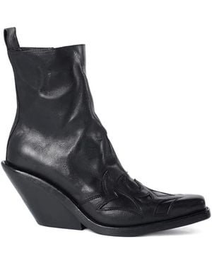 Ann Demeulemeester Botas con detalle tallado - Negro