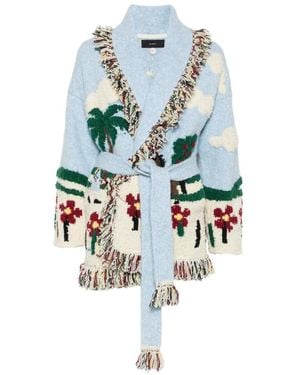 Alanui Intarsien-Cardigan Mit Fransenbesatz - Weiß
