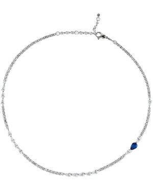 Jewels Aficionado Collar En Oro Blanco De 18 Ct Con Diamantes Y Zafiro - Neutro
