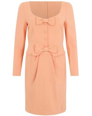 Moschino Bow-Detail Long-Sleeve Mini Dress - White