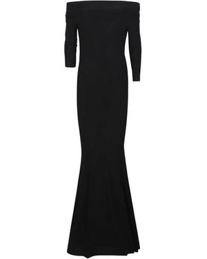 Norma Kamali Off-Shoulder Long-Sleeve Dress - Black