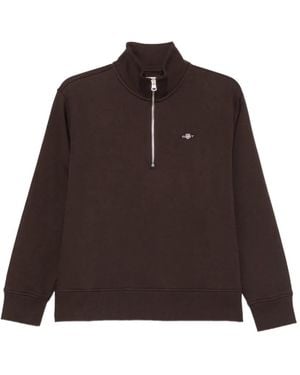 GANT Shield Half-Zip Sweatshirt - Brown