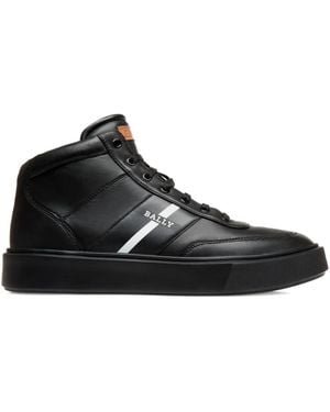 Bally Leather Striped Hi-Tops Trainers - Black