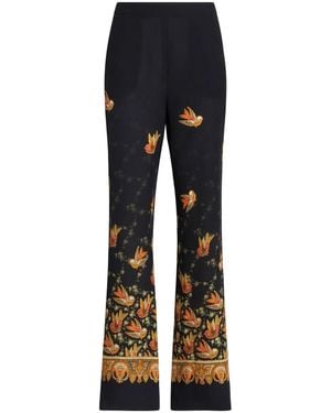 Etro Printed Silk Trousers - Blue