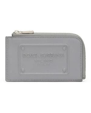 Dolce & Gabbana Portacarte Con Logo Goffrato - Grigio
