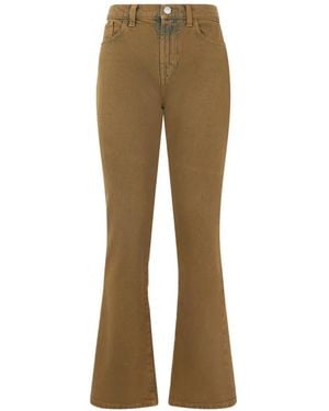 Alberta Ferretti Logo-Patch Flared Jeans - Natural