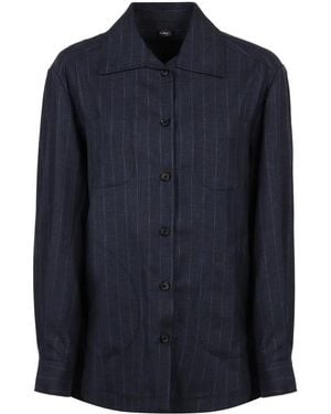 Kiton Pinstriped Virgin Wool Shirt - Blue