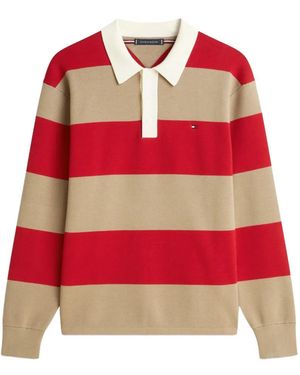 Tommy Hilfiger Striped Polo Shirt - Red