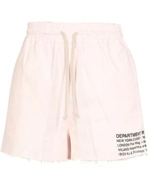Department 5 Drawstring Frayed Shorts - Pink