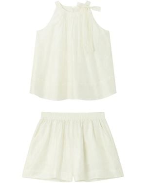 B+ AB Bow-Detail Sleeveless Blouse And Shorts Set - White