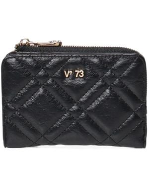 V73 Cartera Diaspro Acolchada Con Placa Del Logo - Negro