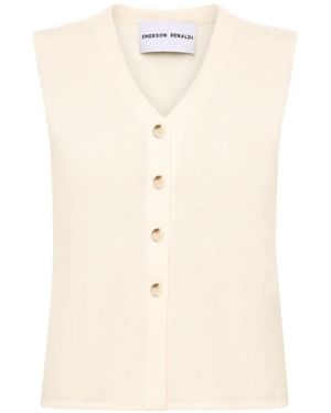 EMERSON RENALDI V-Neck Button-Up Vest - Natural