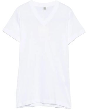 TOTEME Wide-Ribbed V-Neck T-Shirt - White