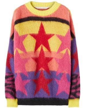 Palm Angels Trui Van Mohairblend Met Ster-Intarsia - Roze