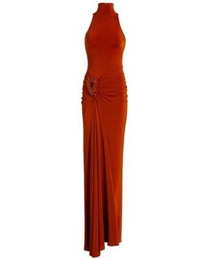 Silvia Tcherassi Frances Ring-Detail Ruched Maxi Dress - Red