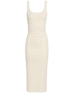 MC2 Saint Barth Jennifer Ribbed Logo Dress - White