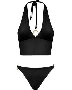 Taller Marmo Crocodile Ring-Detail Bikini - Black