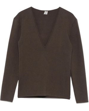 TOTEME V-Neck Long-Sleeve Jumper - Brown