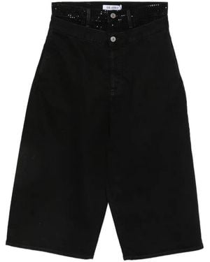 The Attico Wide-Leg Cropped Jeans - Black