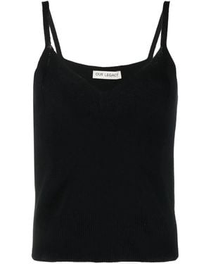 Our Legacy Ribbed-Knit Singlet Top - Black