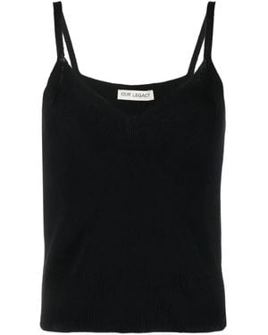 Our Legacy Ribbed-Knit Singlet Top - Black