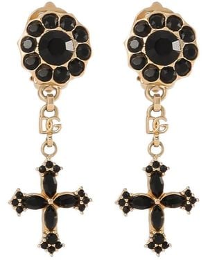 Dolce & Gabbana Rhinestone Drop Earrings - Black
