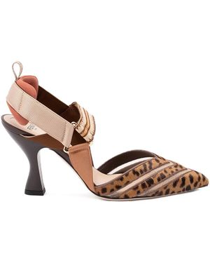 Fendi 85Mm Colibrì Leopard-Print Court Shoes - Brown