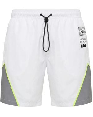 Philipp Plein Logo-Print Panelled Swim Shorts - White